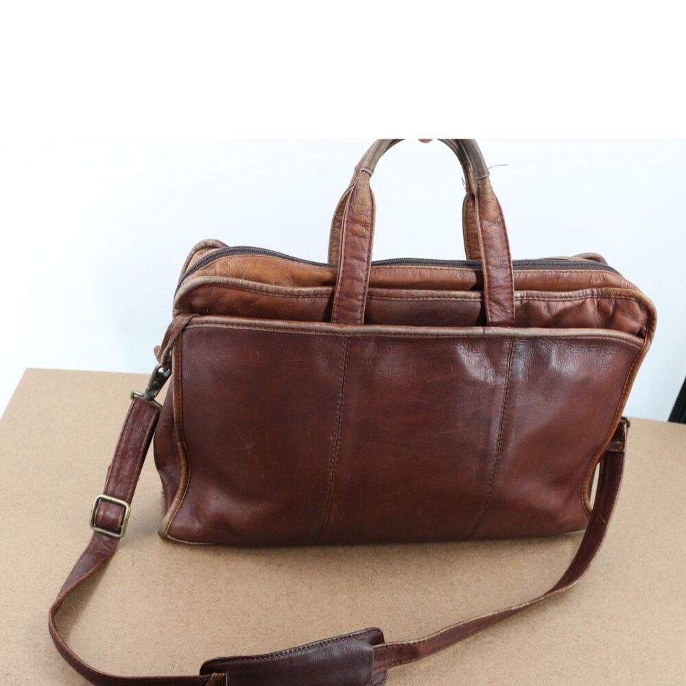 Vintage D'Brozzi Inc Genuine Leather Shoulder Bag Light Brown Handcrafted